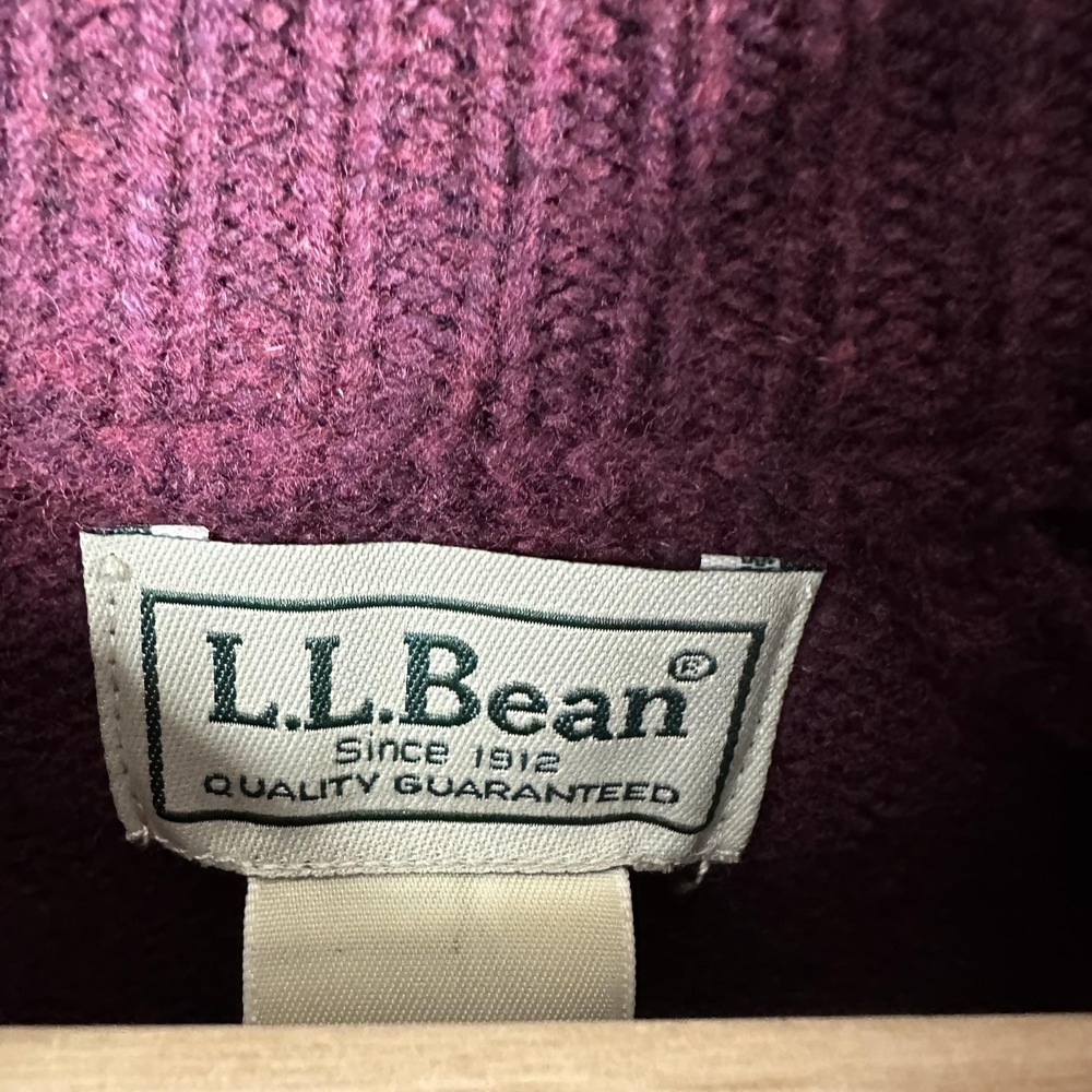 LL Bean Rangeley Sweater Mens Large‎ Purple Merino Wool 1/4 Zip Mock Neck - Picture 6 of 15